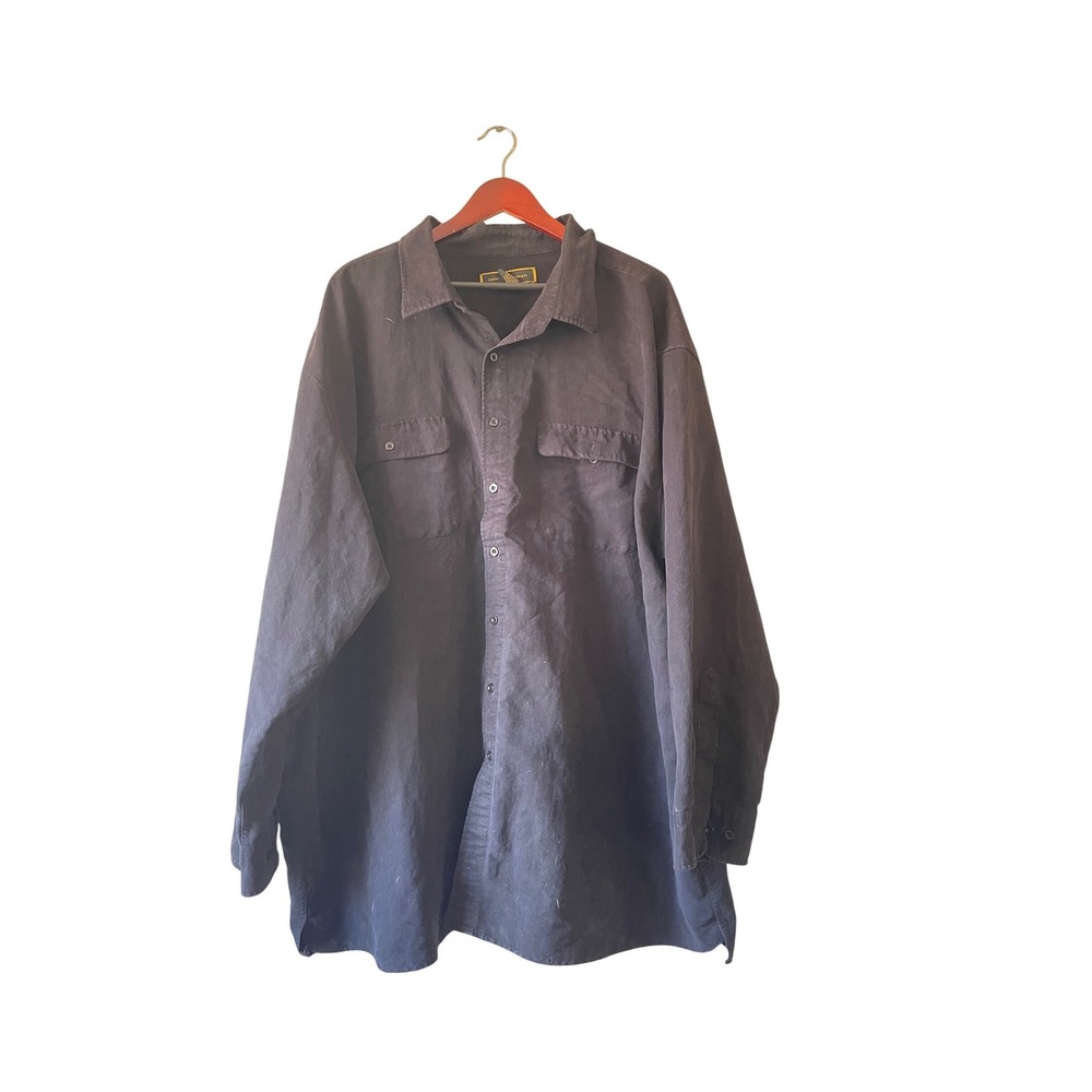 Vintage Faux suede Mens 5X Big and Tall Black Button Down Utility Shirt